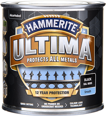 Hammerite Ultima Glat lak Sort 250ml
