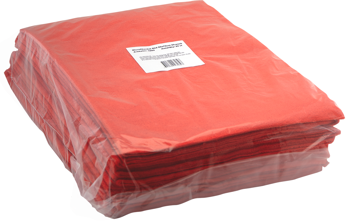 Mikrofiberklud Rød 50x70cm 20-pak