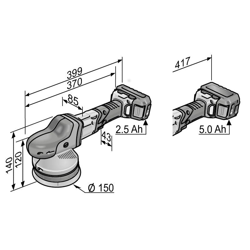 Flex Batteri polermaskine XFE15 150 18.0 V sæt